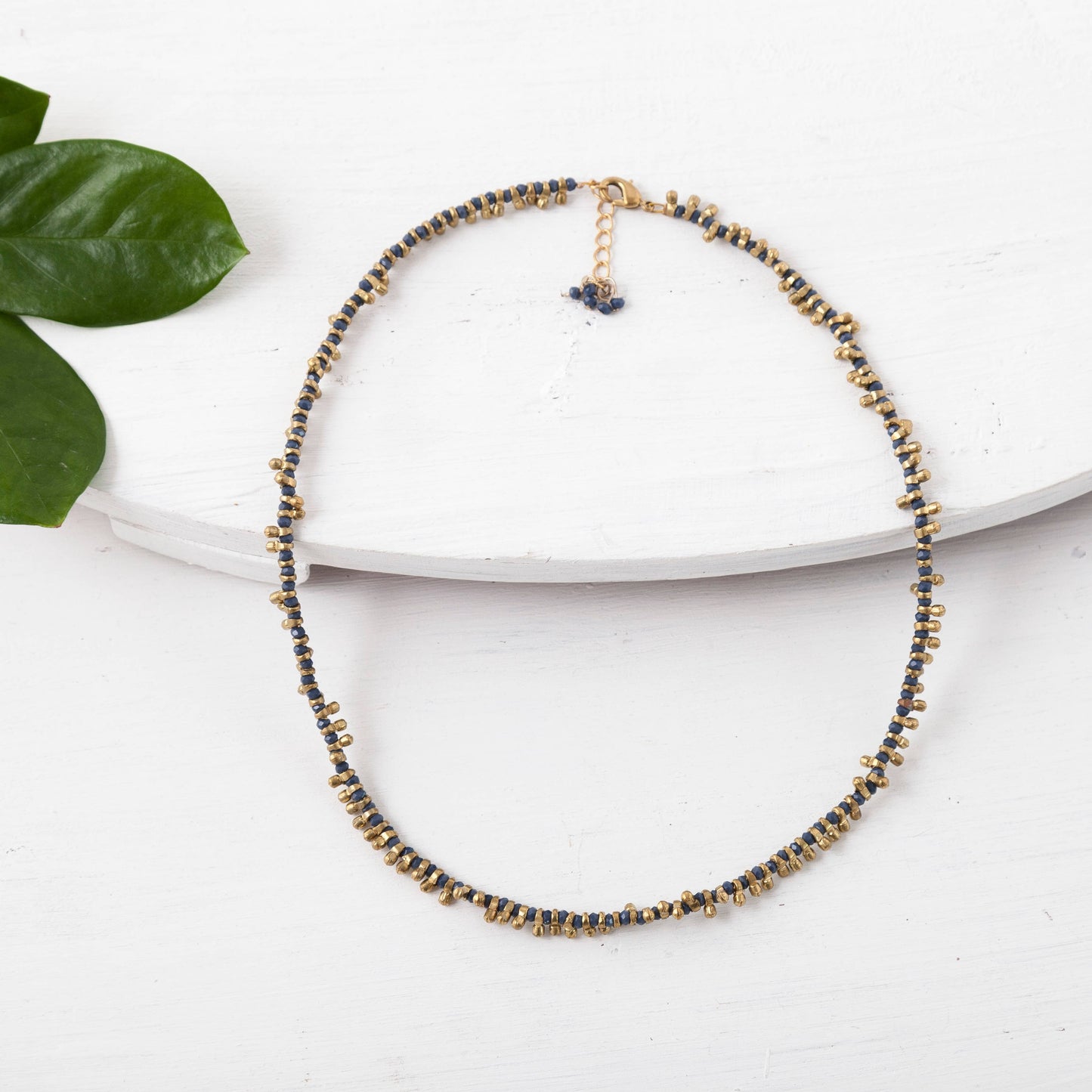 Blue Brass Beaded Color Pop Necklace