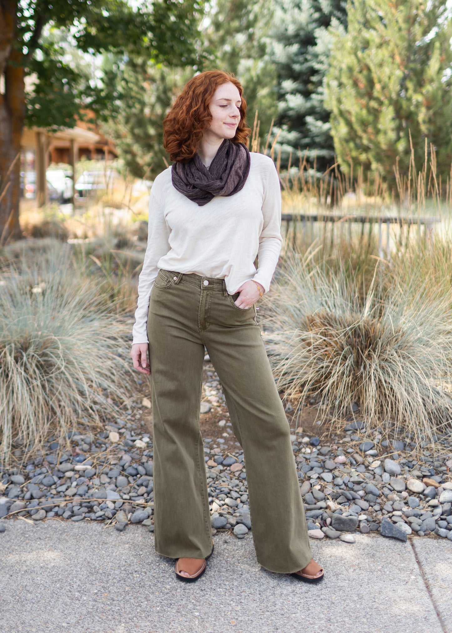 Fiona Raw Edge High Rise Jean in Olive | Dear John