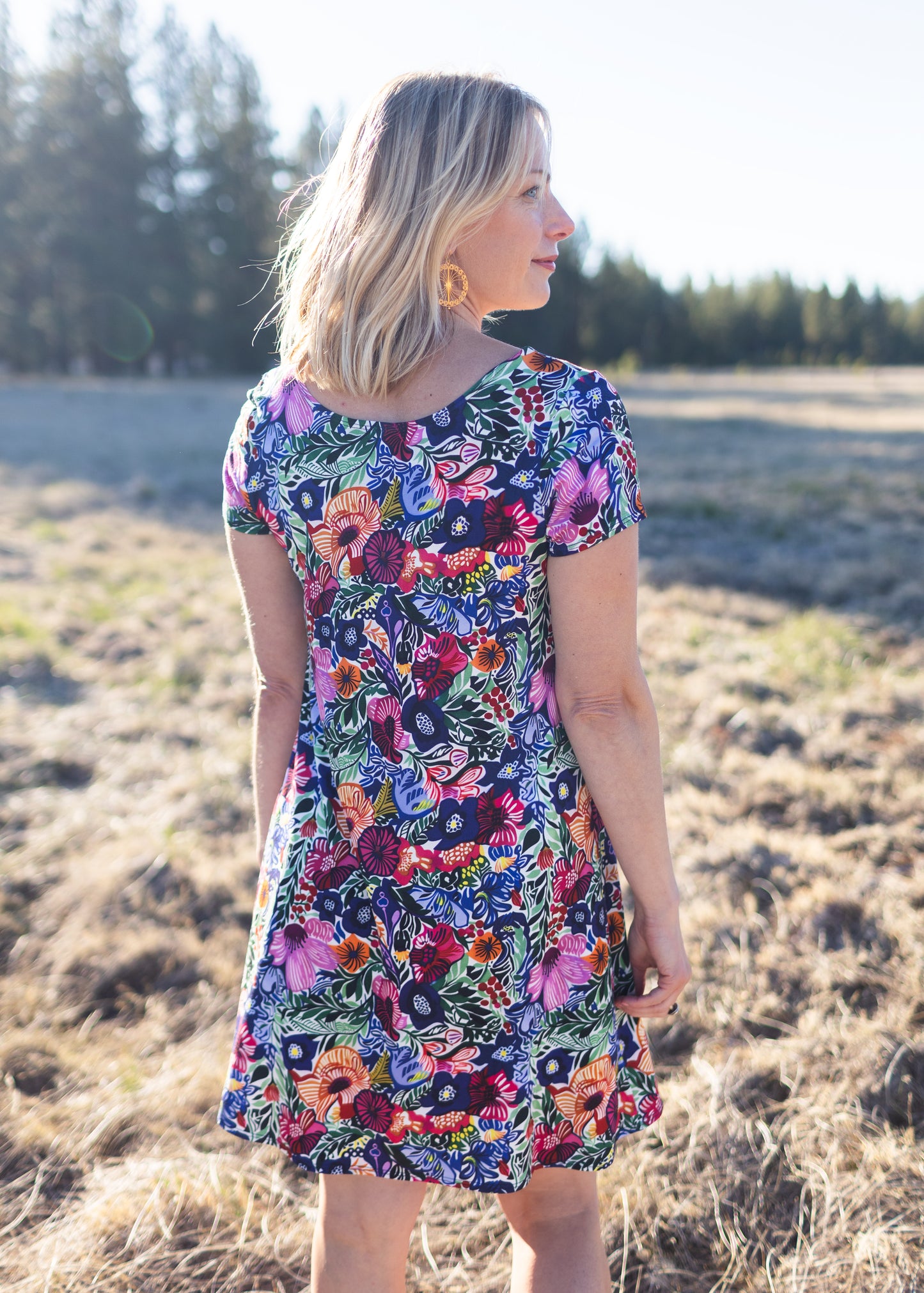 Lucy Cap Sleeve Dress in Bold Floral Print | Salaam