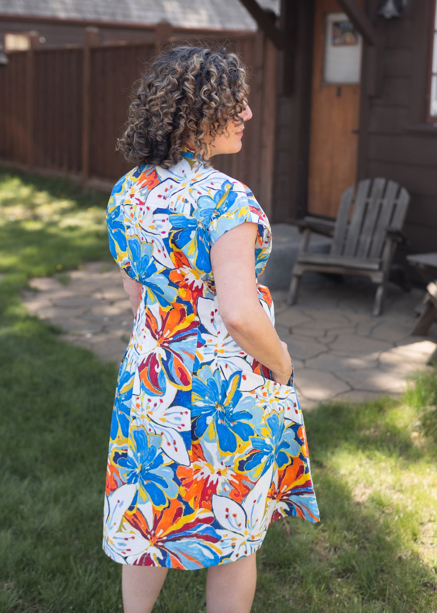 Blue Floral Cotton Tie Front Dress | APNY