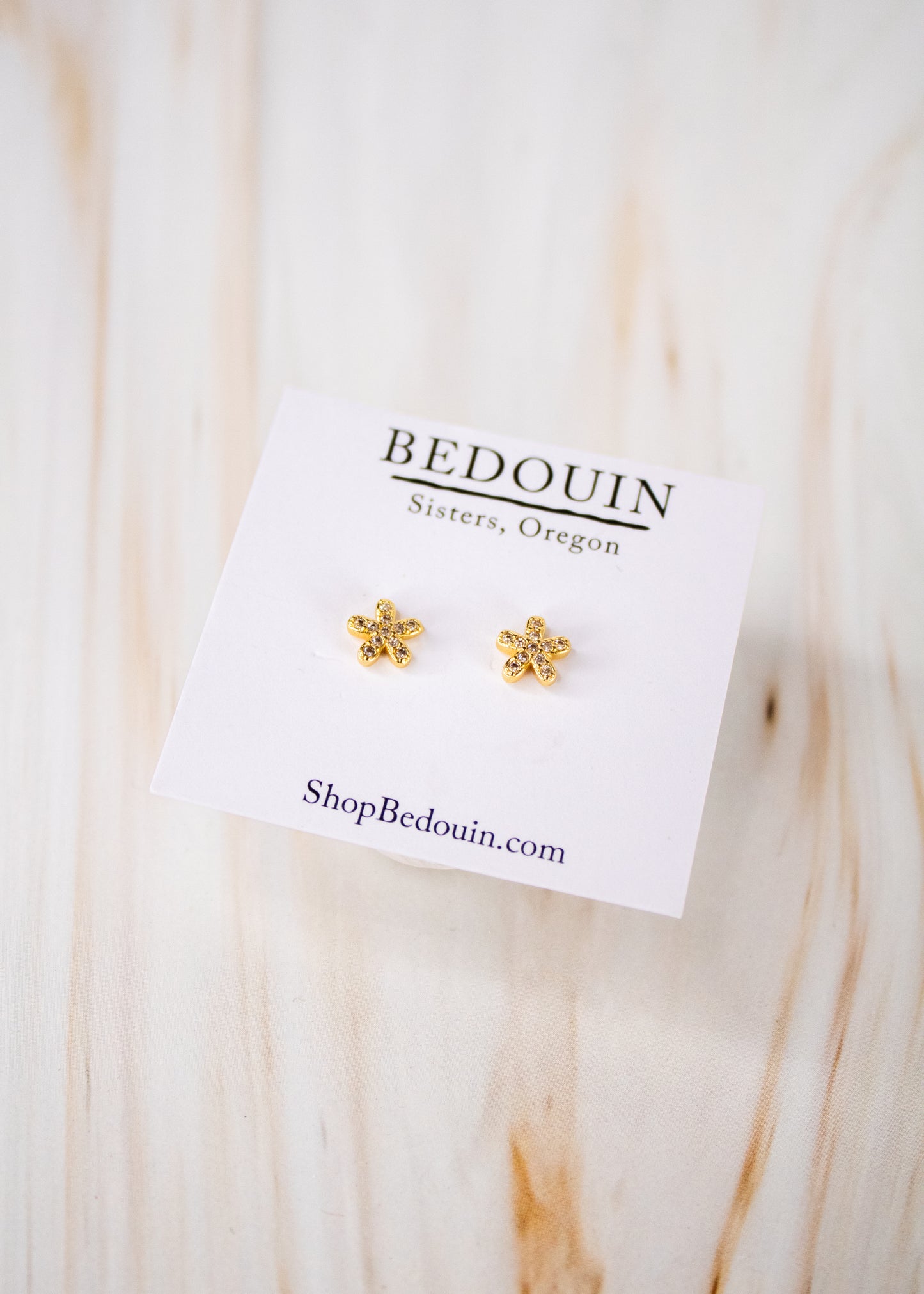 Gold Flower Sparkle Post Earrings