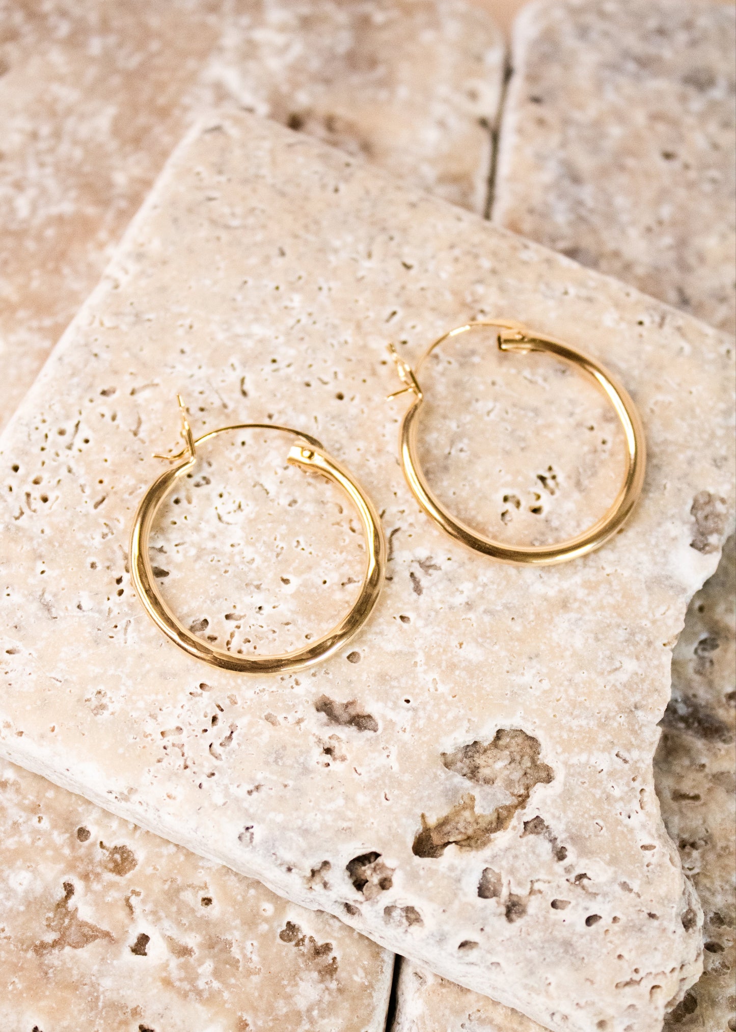 Gold Filled Hinged Hammered Hoop - 25mm