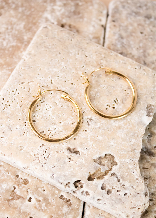 Gold Filled Hinged Hammered Hoop - 25mm