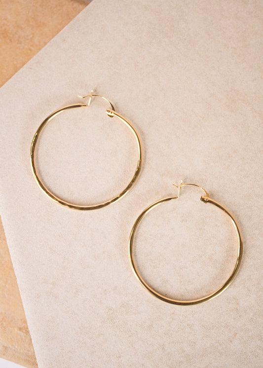 Gold Filled Hinged Hammered Hoop - 46mm