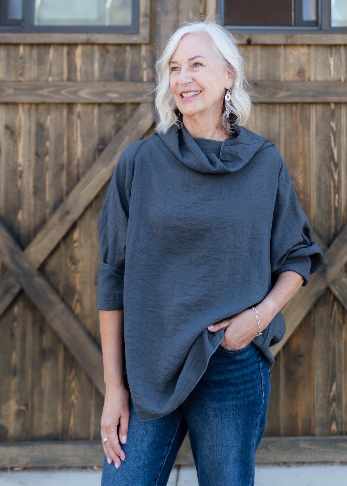 Parachute One Size Cowl Top in Gull | Cut•Loose