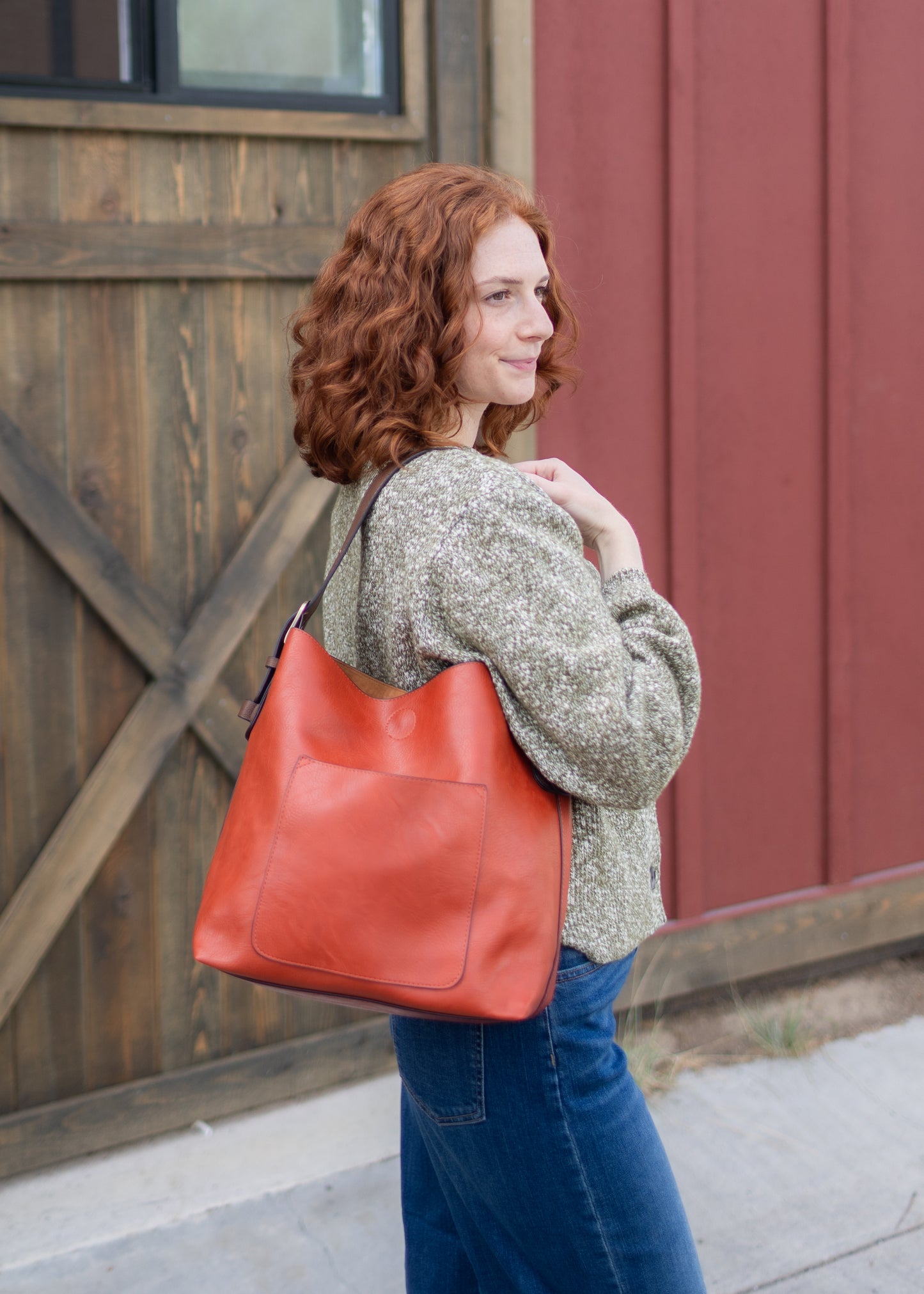Hobo Handle Handbag in Terracotta
