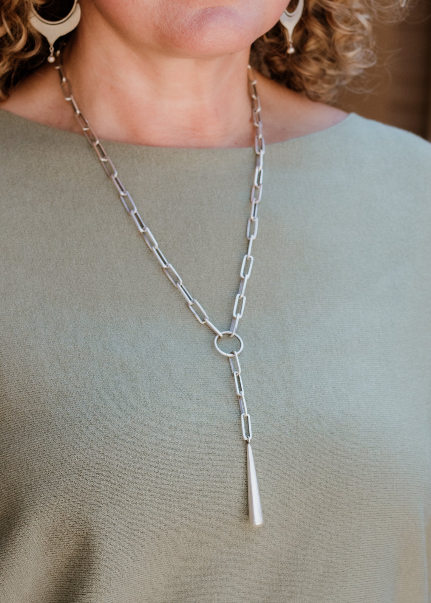 Paperclip Necklace with Large Drop | Jane Diaz