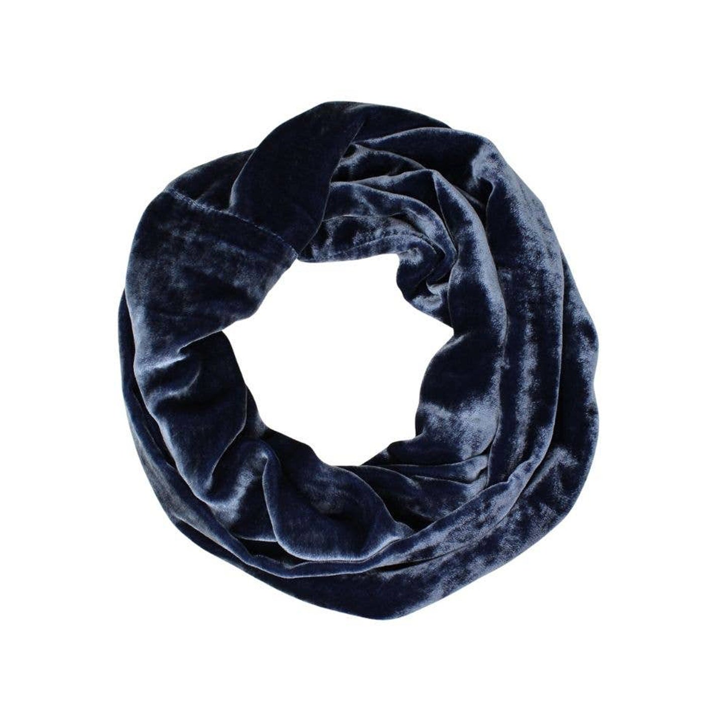 Silk Velvet Infinity Scarf in Denim