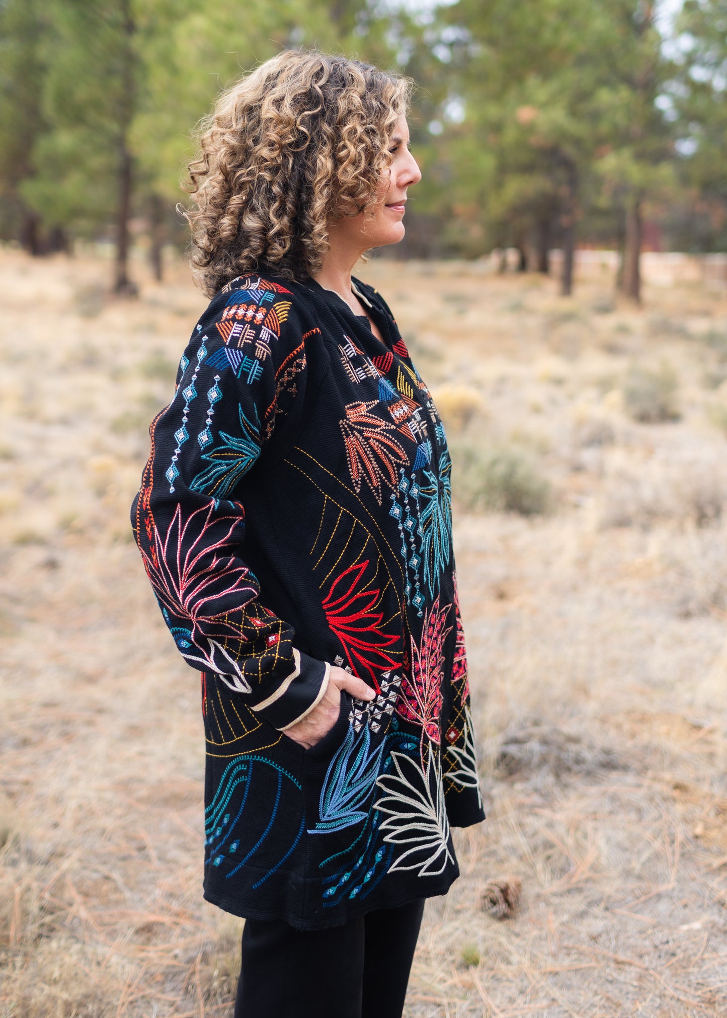 Midi Bomber Jacket in Black | Johnny Was