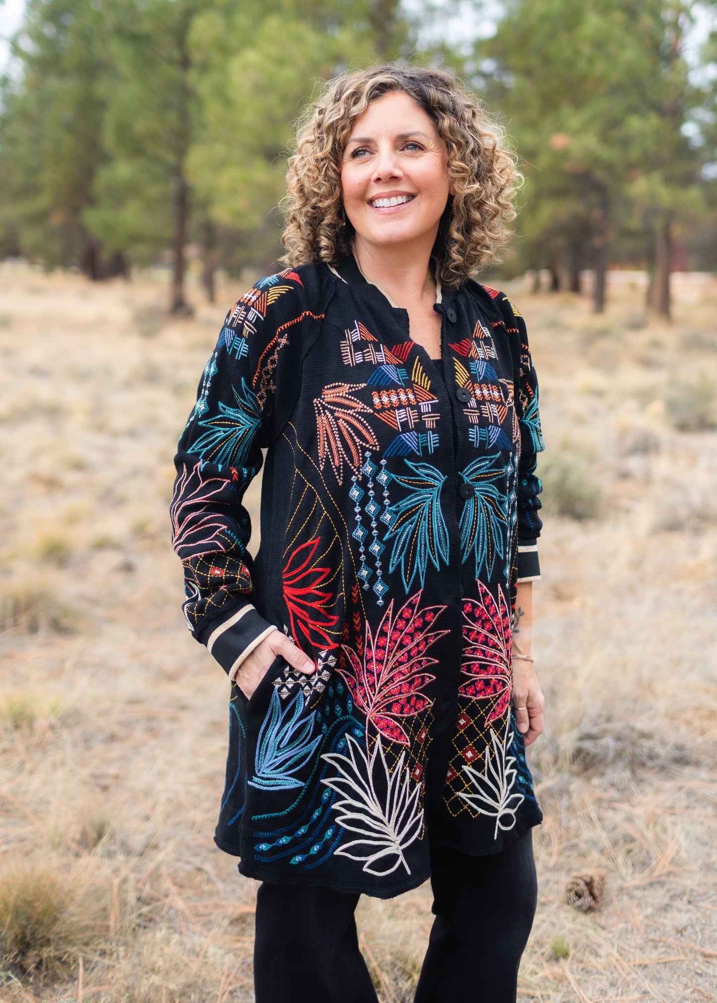 Midi Bomber Jacket in Black | Johnny Was