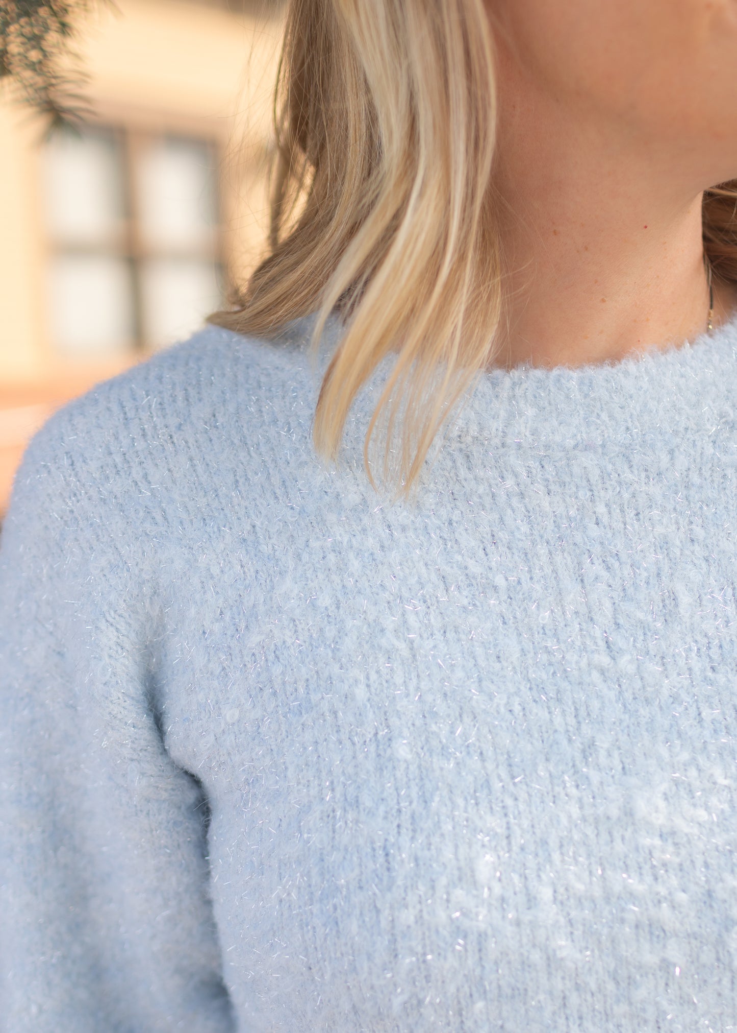Cozy Sparkle Sweater in Light Blue