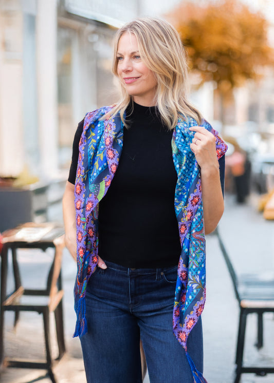 Thalassa Square Silk Scarf | Johnny Was