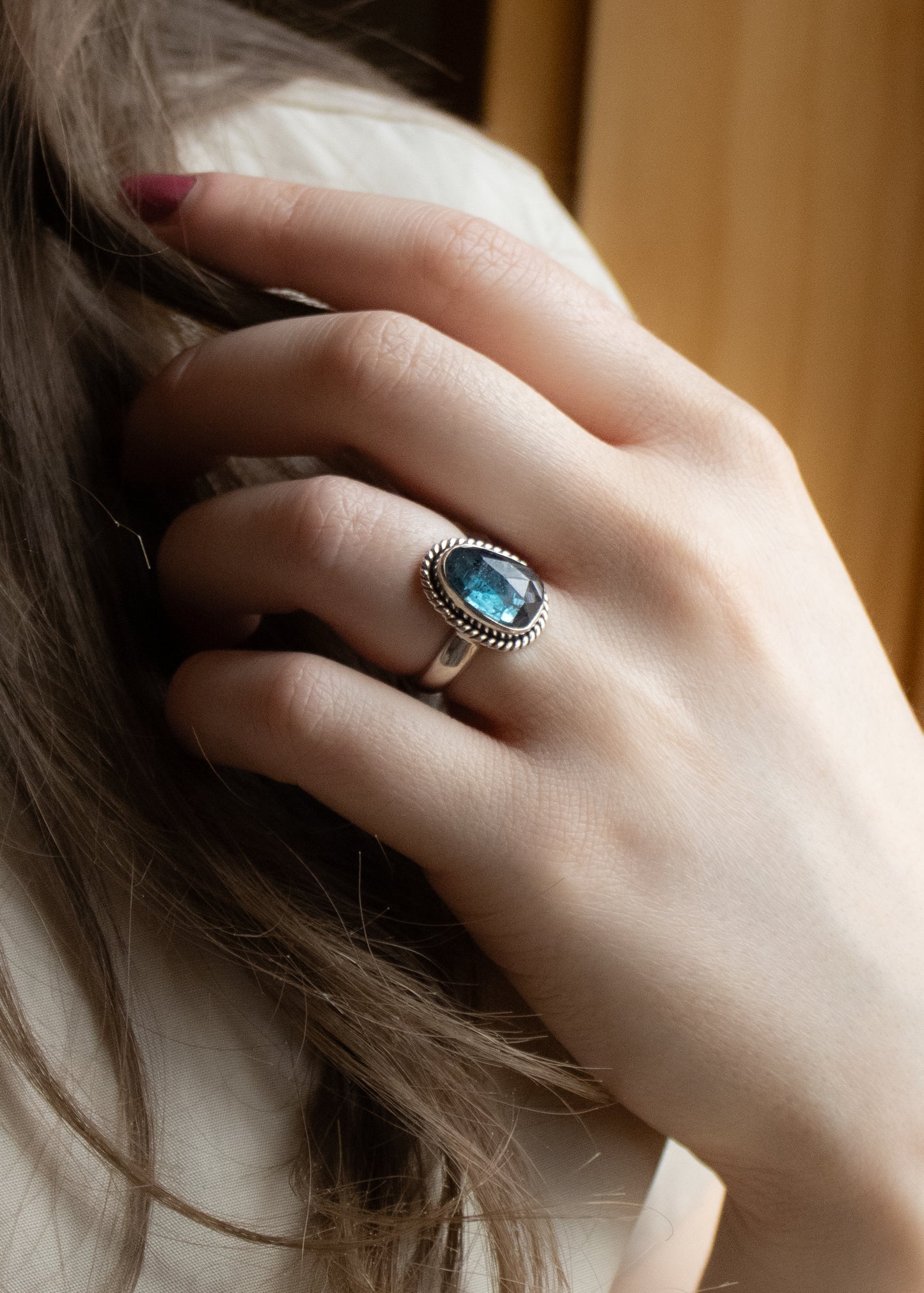 Small Teal Kyanite Ring