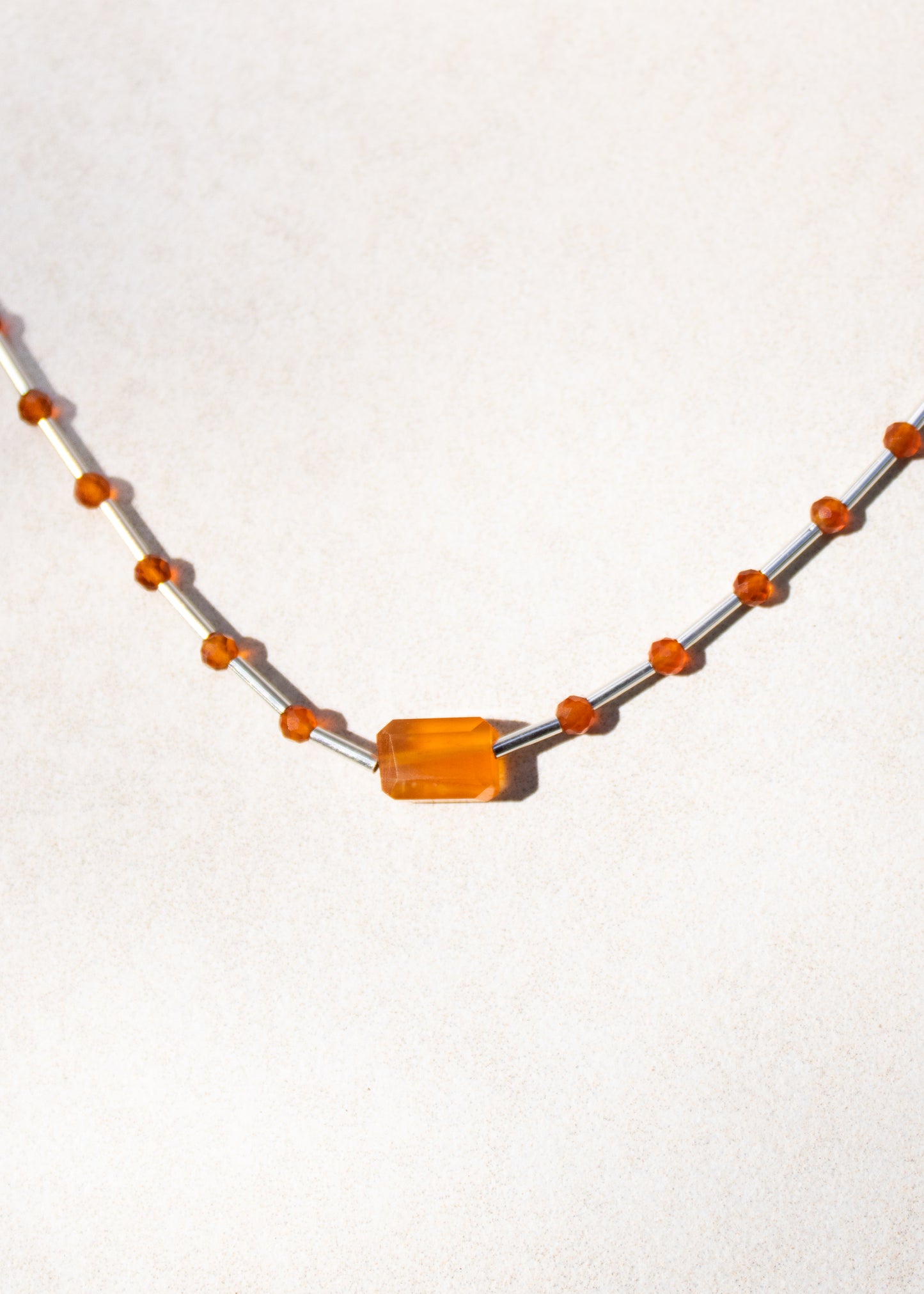 Carnelian & Silver Beaded Necklace | Kym Jasmer