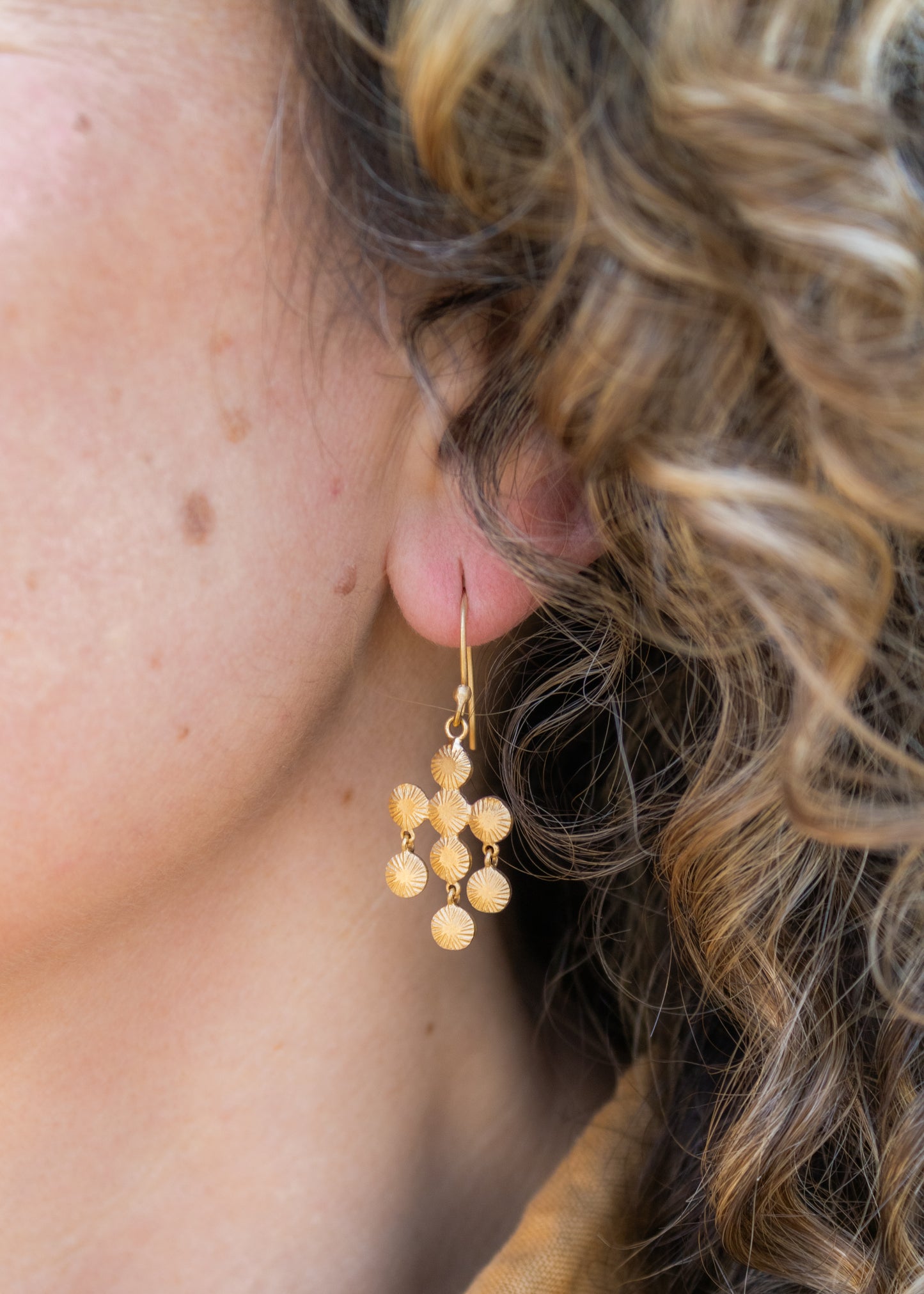 Gold Lotus Chandelier Earrings | Manjusha