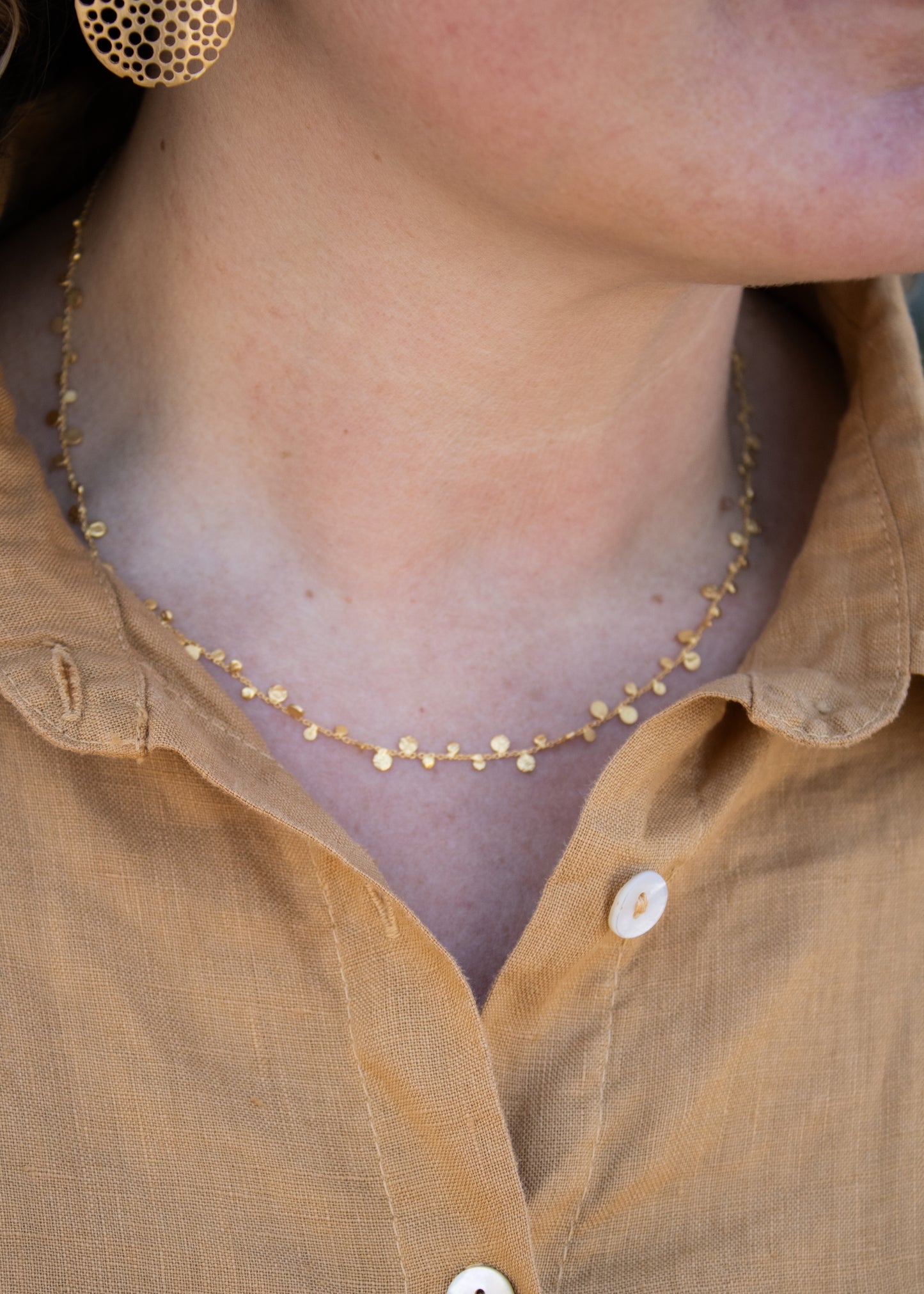 Dot Necklace on Gold Chain | Manjusha