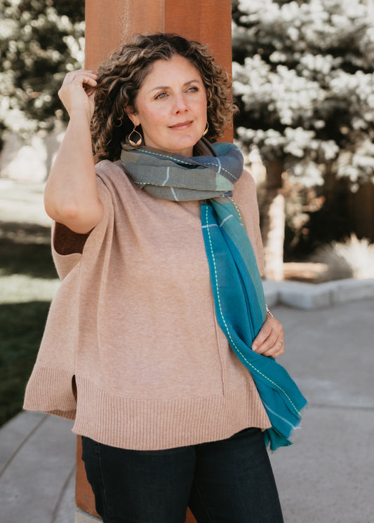 Geoffrey Plaid Scarf in Blue