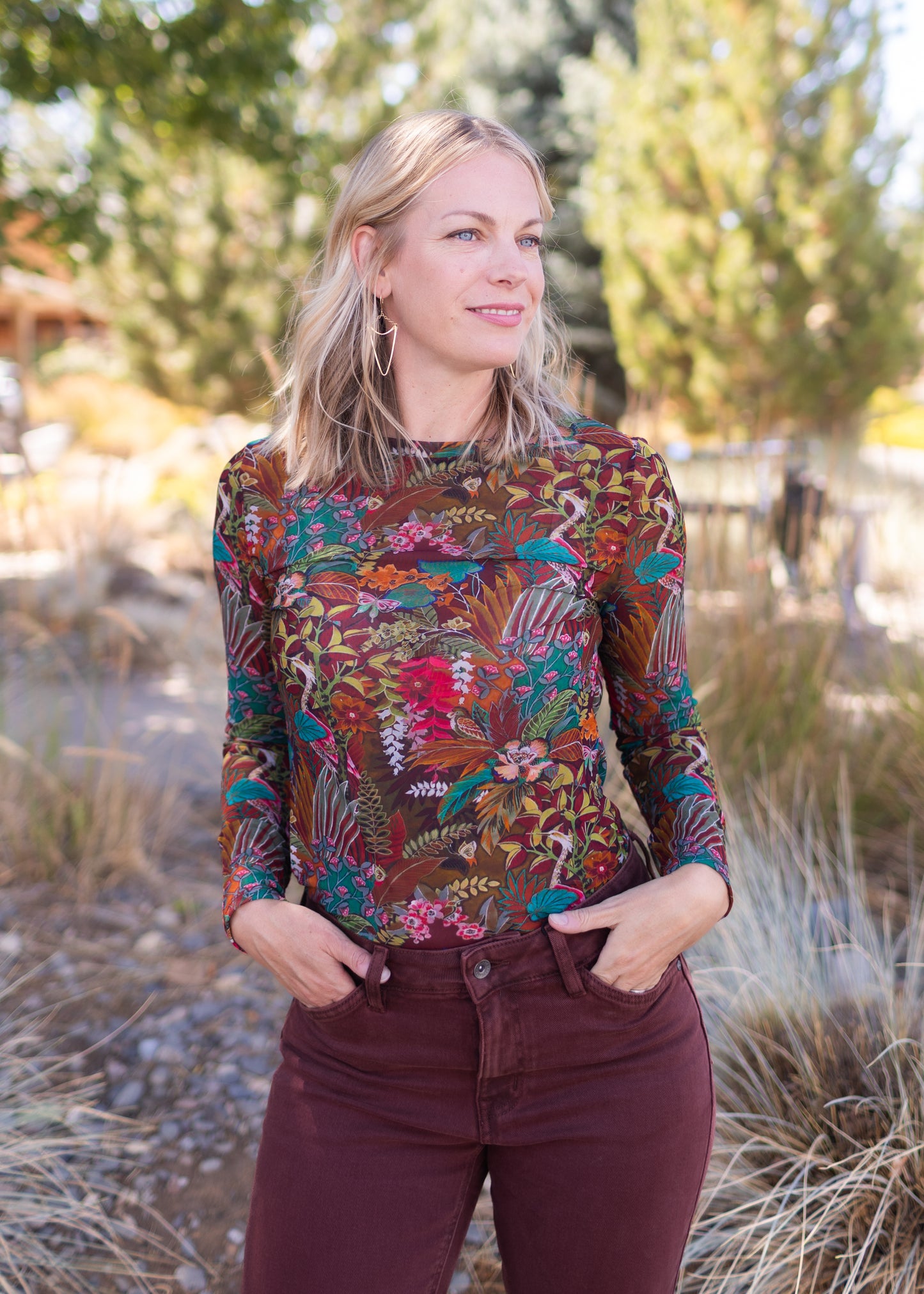 Mesh Top in Burgundy | APNY