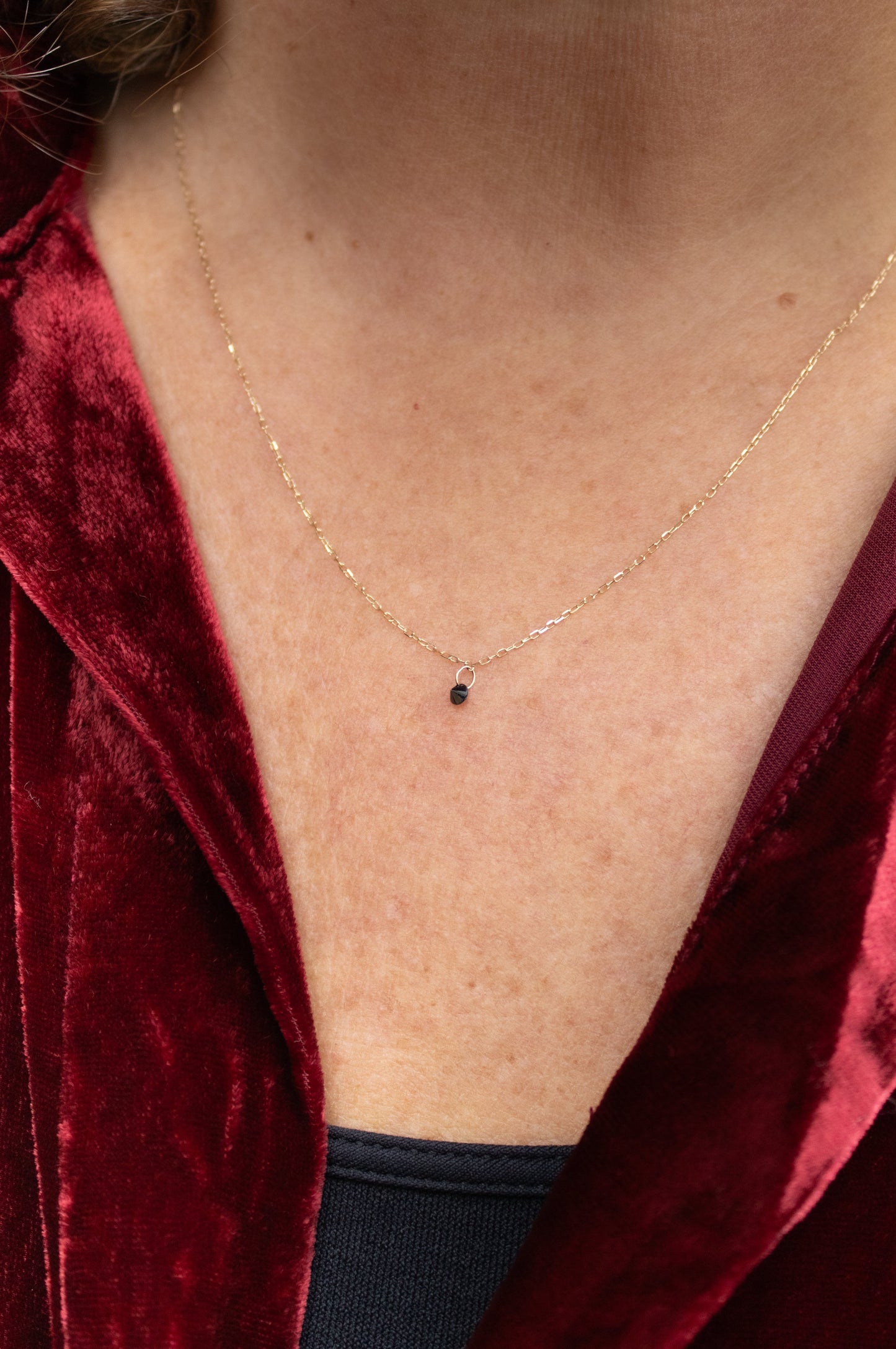 14k Gold Necklace with Black Diamond