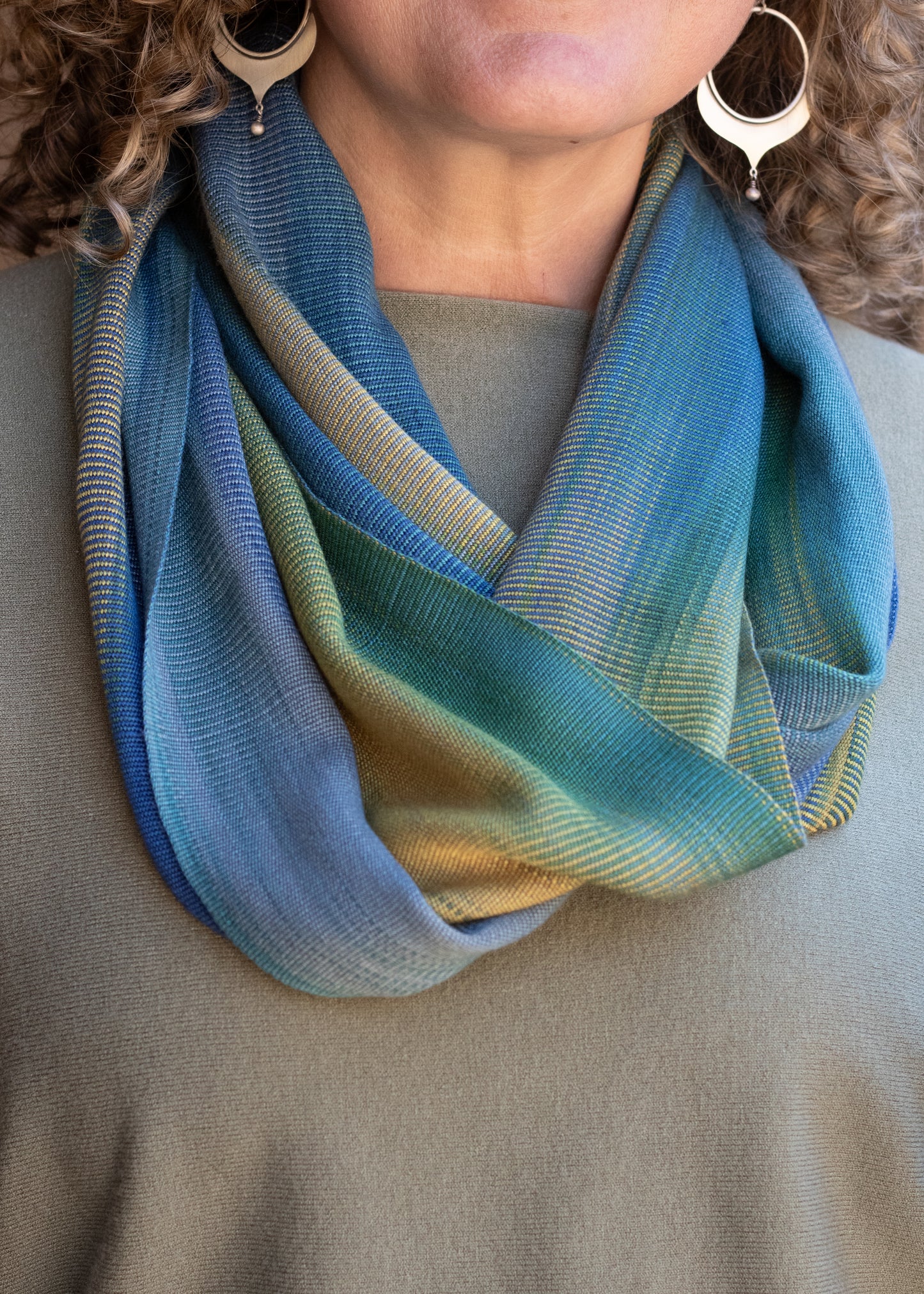 Handwoven Bamboo Infinity Scarf in Ocean