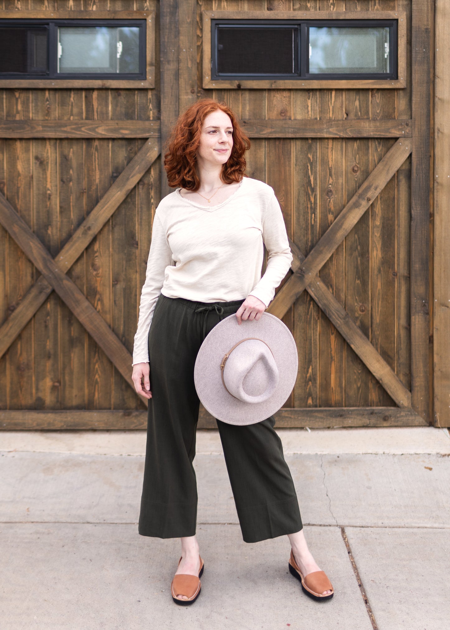 Wide Leg Ankle Pants in Black Olive | Liverpool