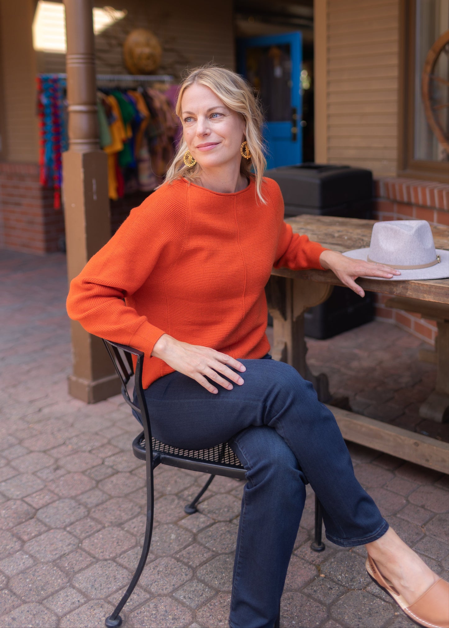 Asima Crew Sweater in Pumpkin | Kerisma