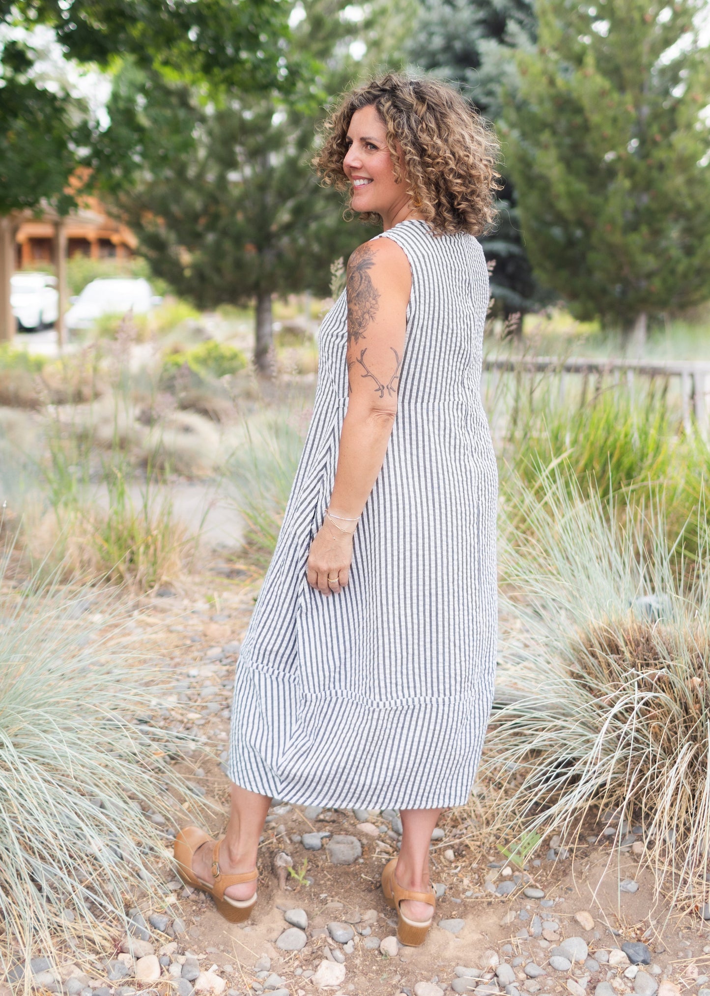 Patton Dress in Gray Stripe | Tulip
