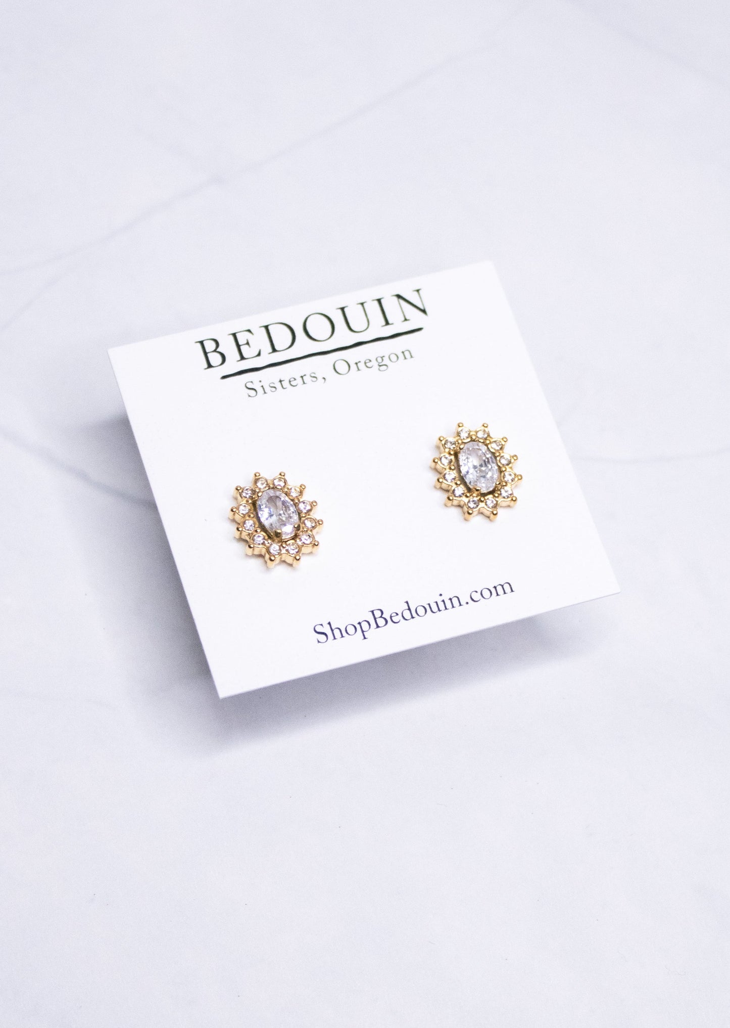 Gold Sparkle Oval Post Earrings
