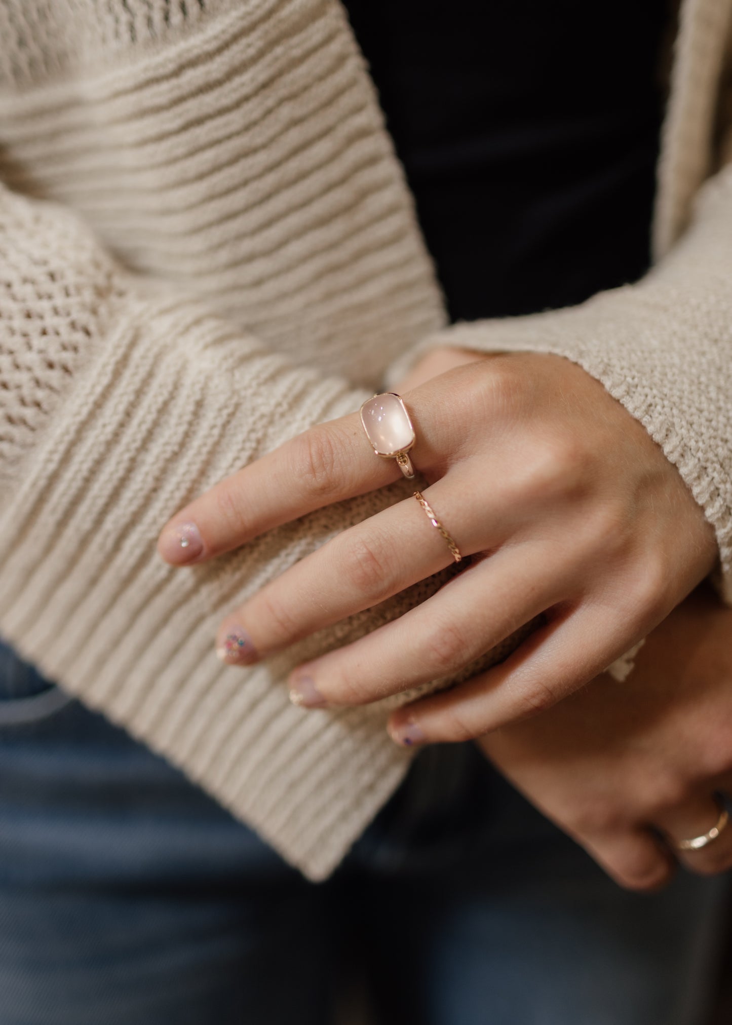 Rectangle Rose Quartz Ring | Linda Blumel