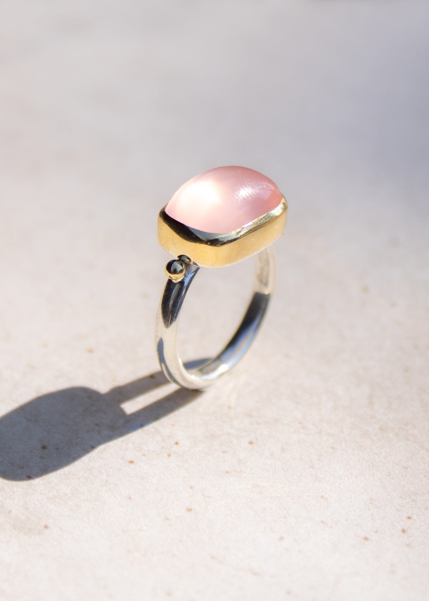 Rectangle Rose Quartz Ring | Linda Blumel