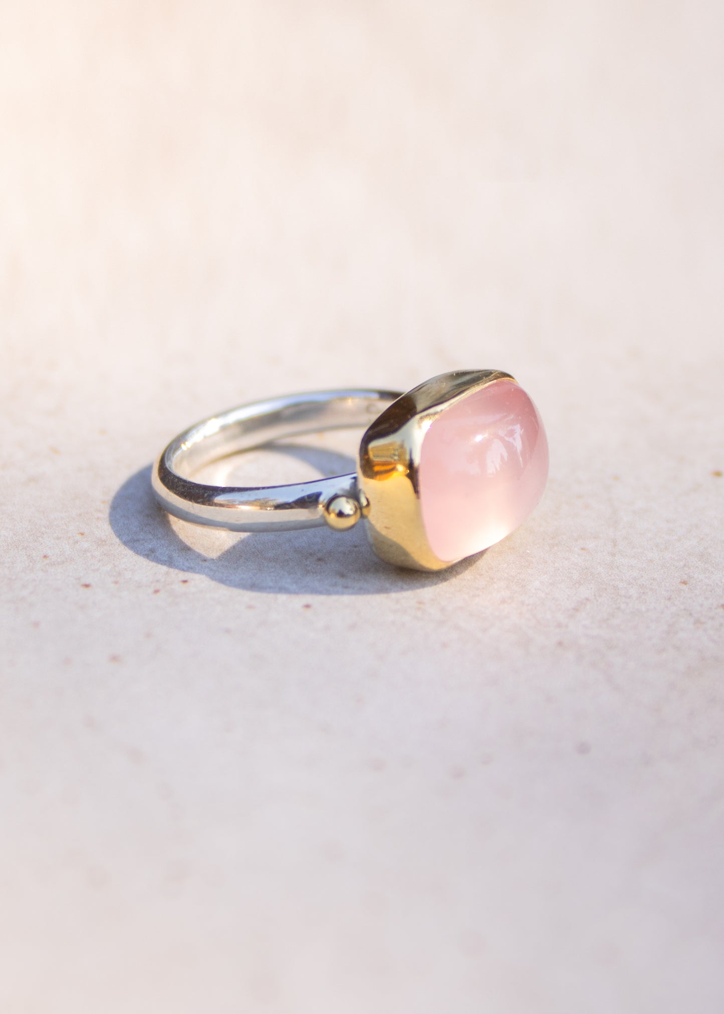 Rectangle Rose Quartz Ring | Linda Blumel