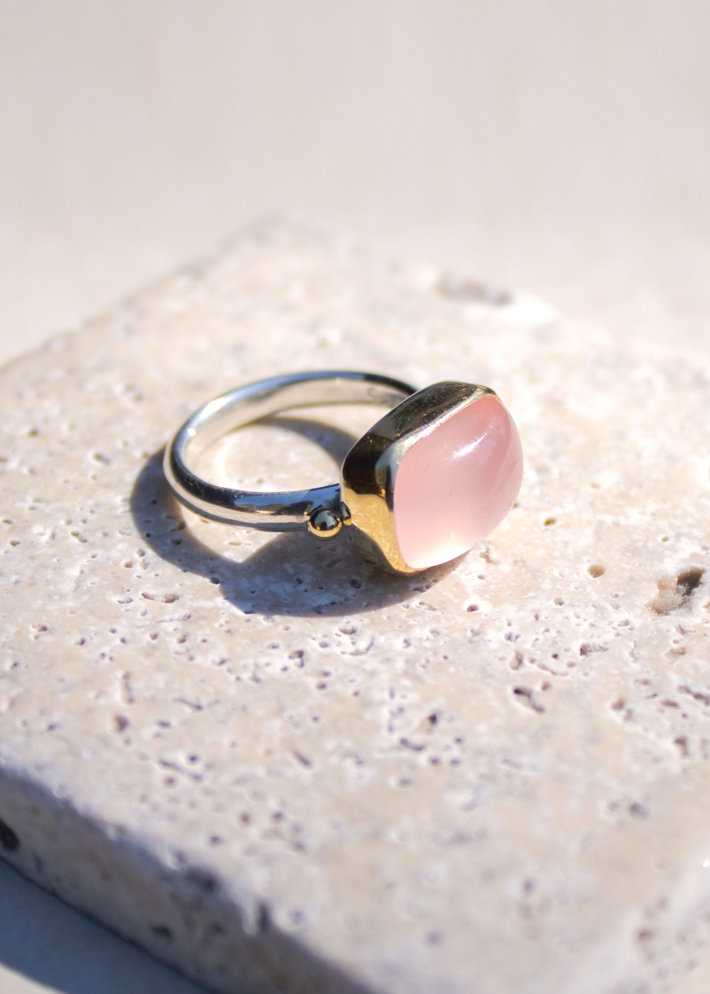Rectangle Rose Quartz Ring | Linda Blumel