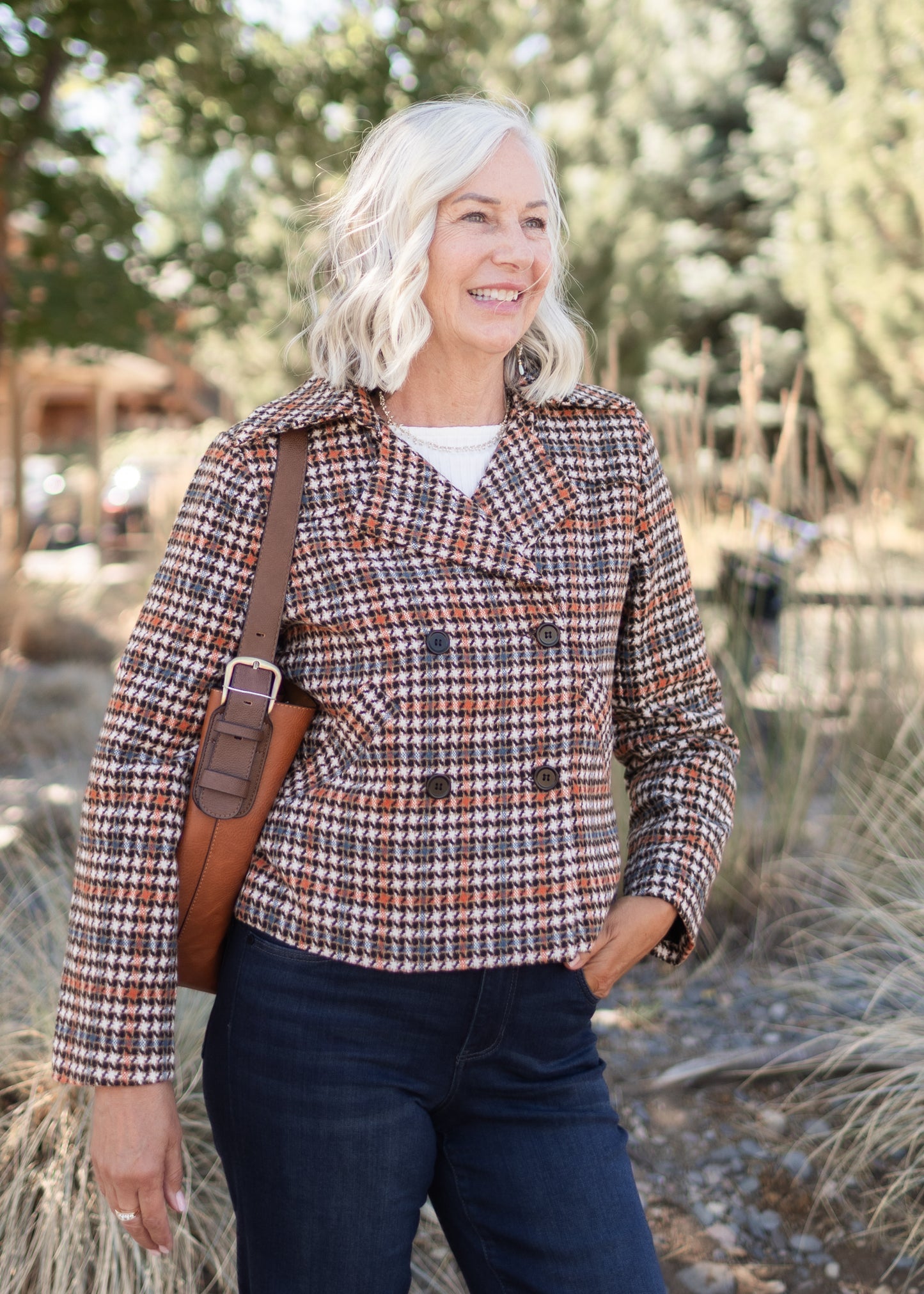 Cropped Plaid Pea Coat