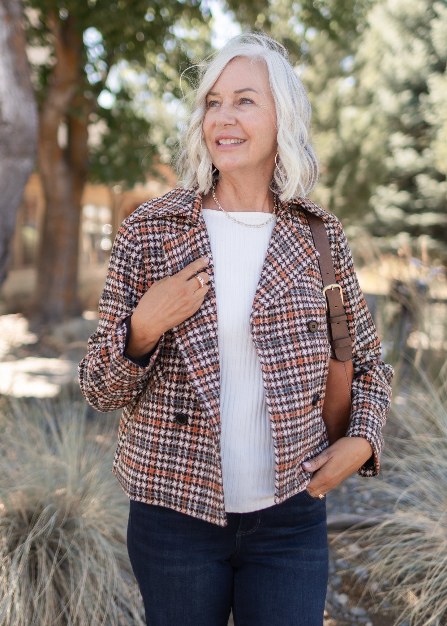 Cropped Plaid Pea Coat