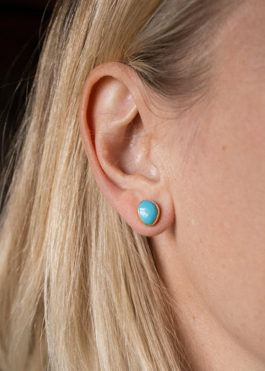 Asymetrical Turquoise Post Earrings | Linda Blumel