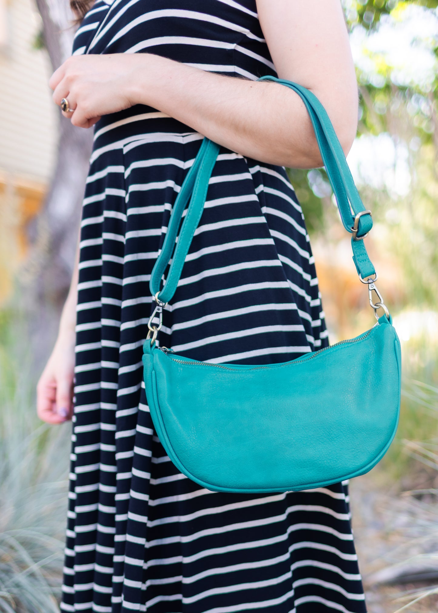 Miranda Crescent Crossbody Bag in Turquoise