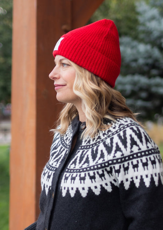 Knit Beanie in Red