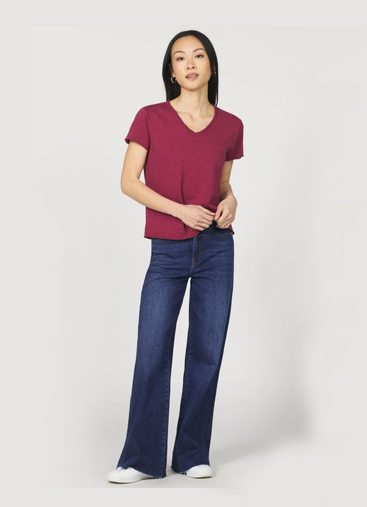 Vanya Relaxed V-Neck Tee in Tibetan Red | Dear John