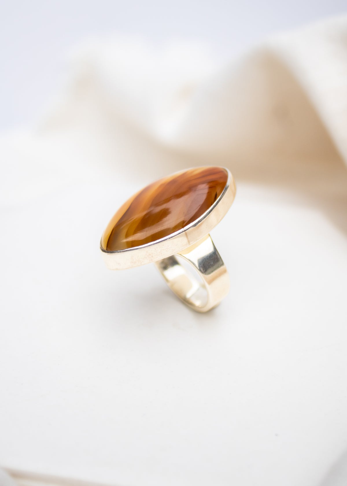 Asymmetrical Golden Montana Agate Ring | Lee McAllister