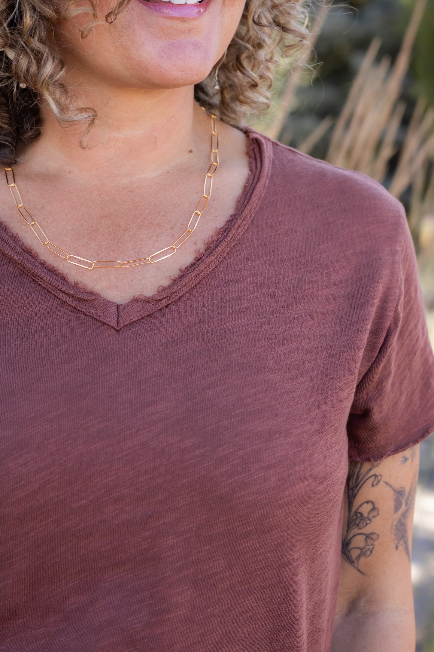 Vanya Relaxed V-Neck Tee in Cappuccino | Dear John