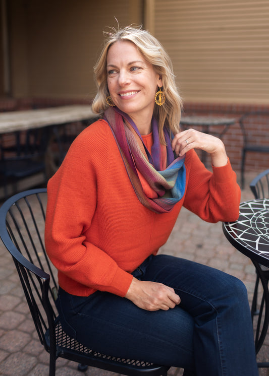 Handwoven Bamboo Infinity Scarf in Fuchsia Multi