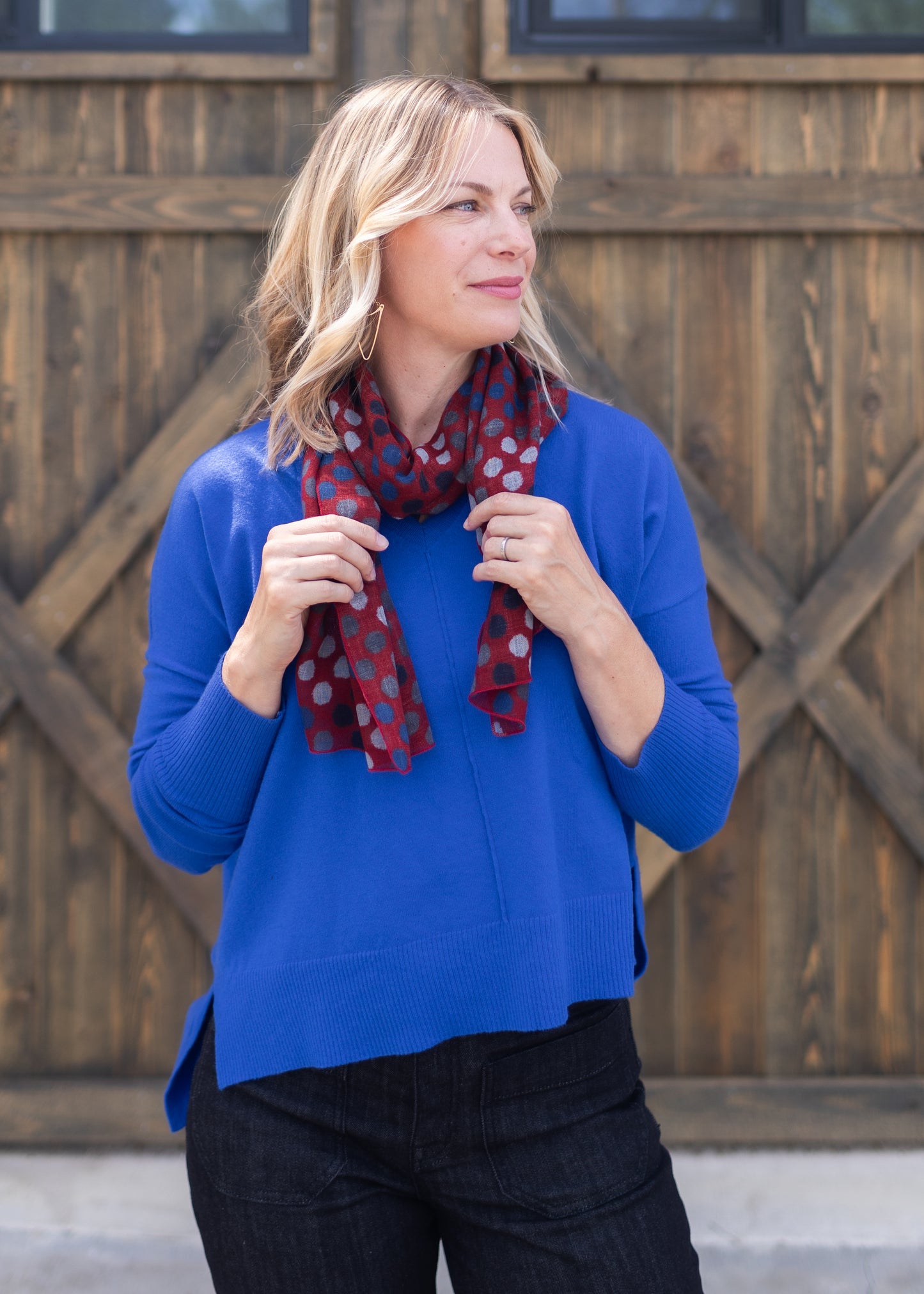 Wagner V-Neck Sweater in Sapphire | Kerisma