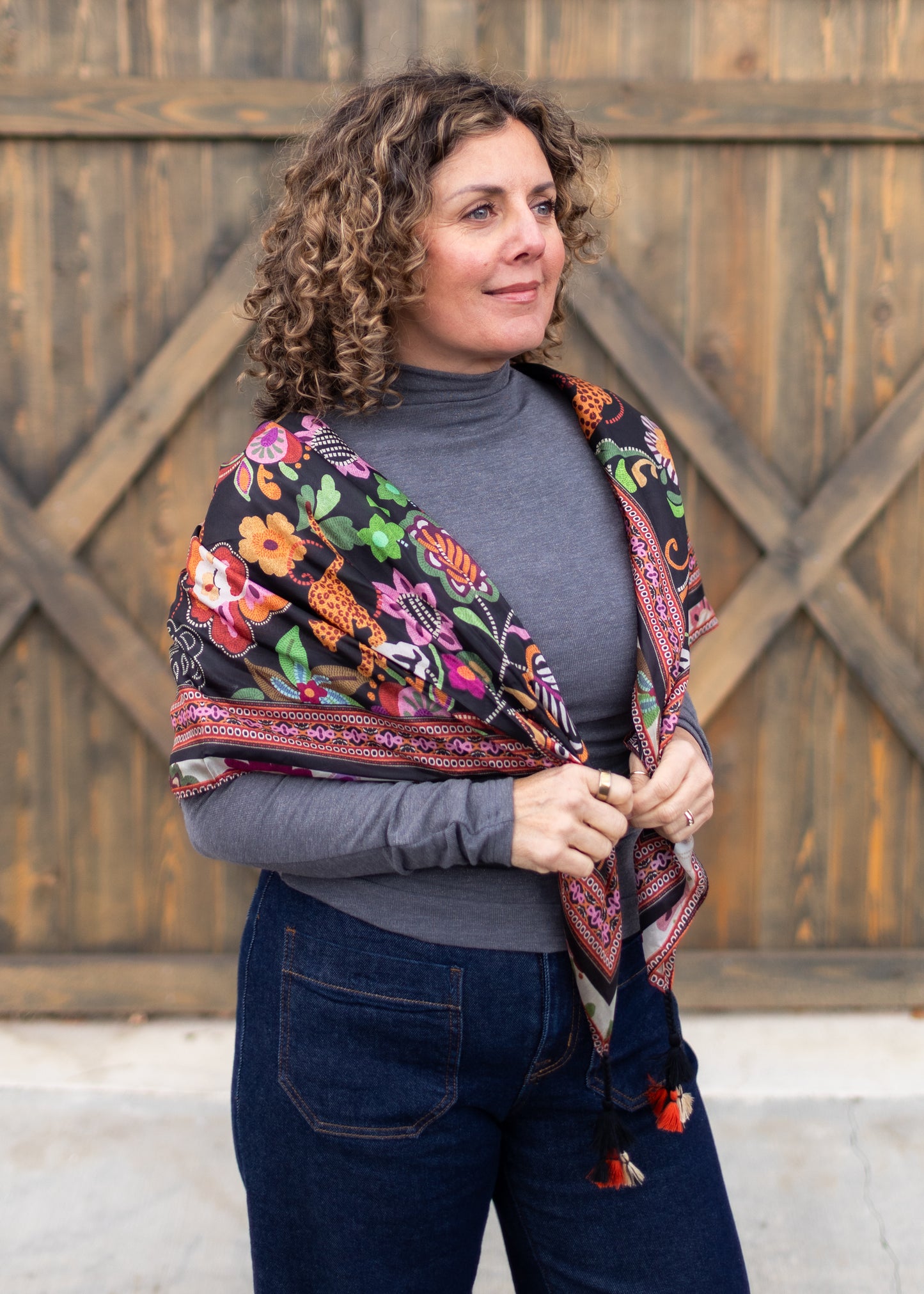 Maxima Square Silk Scarf | Johnny Was