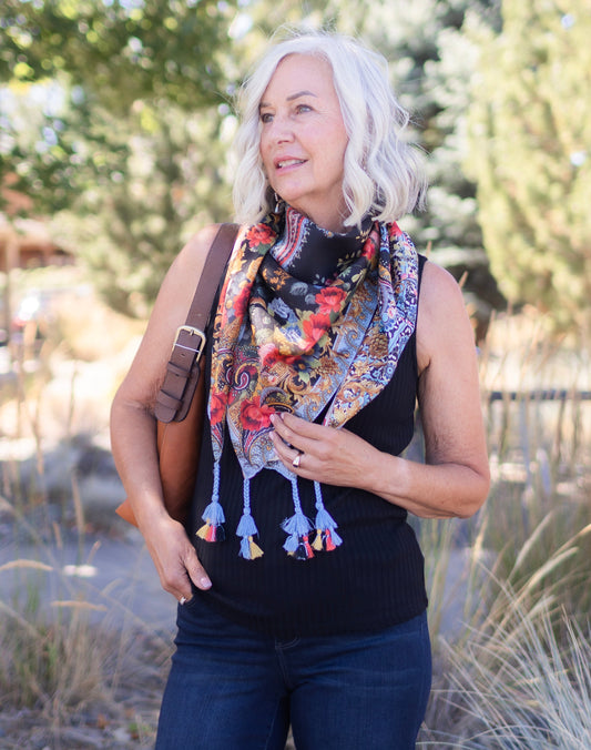 Leto Square Silk Scarf | Johnny Was