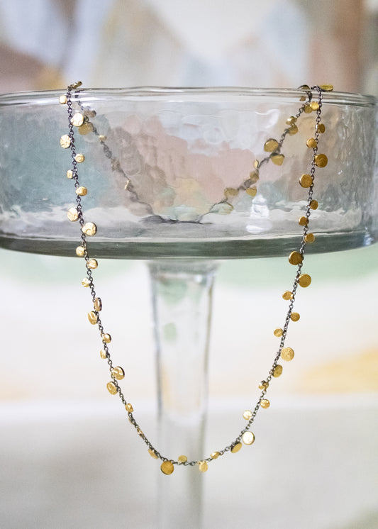 Dot Necklace on Rhodium Chain