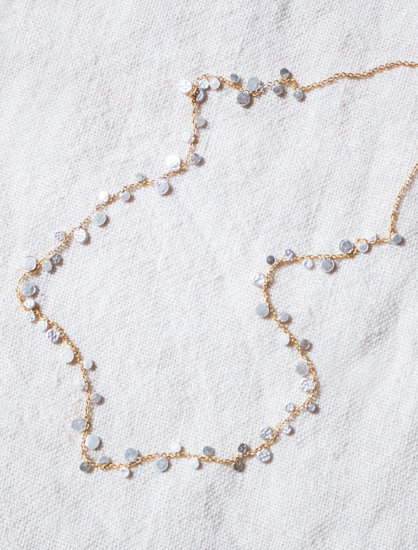 Silver Dot Necklace on Gold Chain | Manjusha