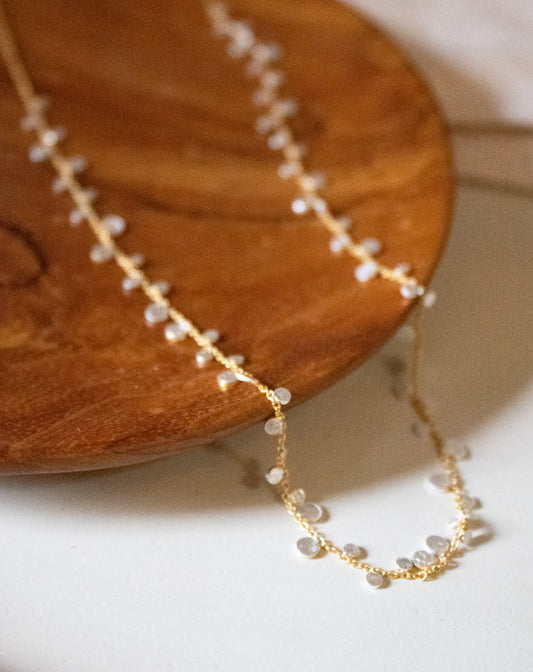 Silver Dot Necklace on Gold Chain | Manjusha