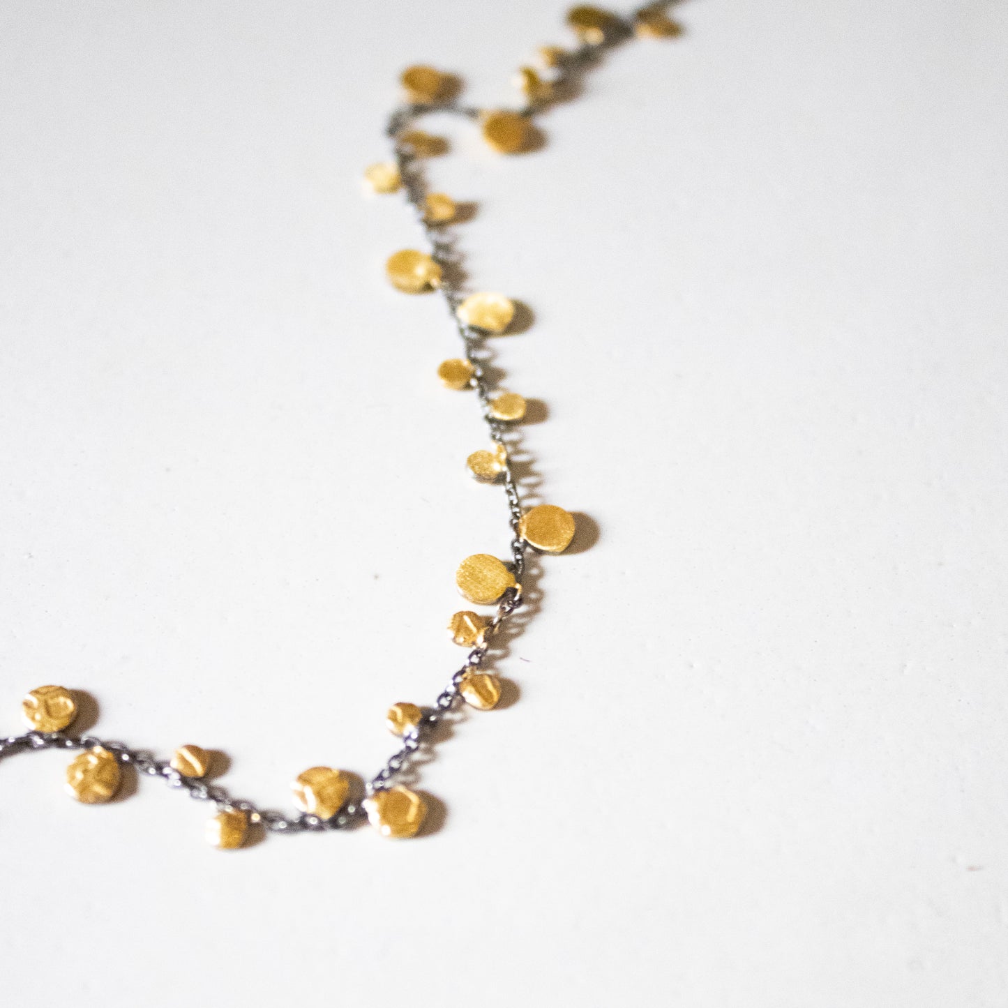 Dot Necklace on Rhodium Chain