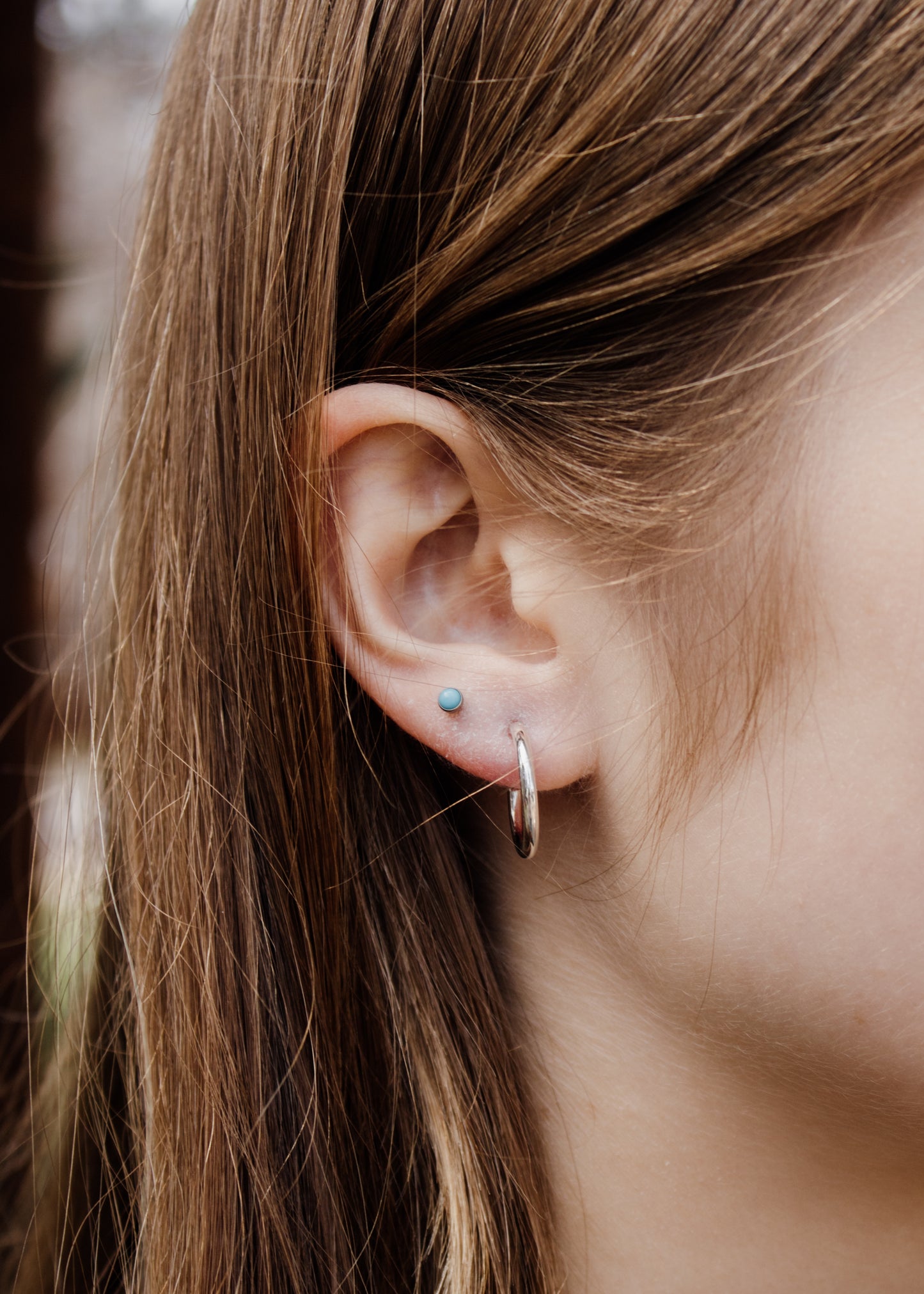 Silver Hoop Post Earring - 17mm