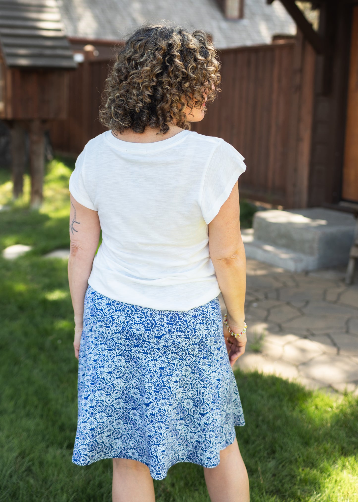 Flippy Skirt in Blue Daisy Print | Salaam